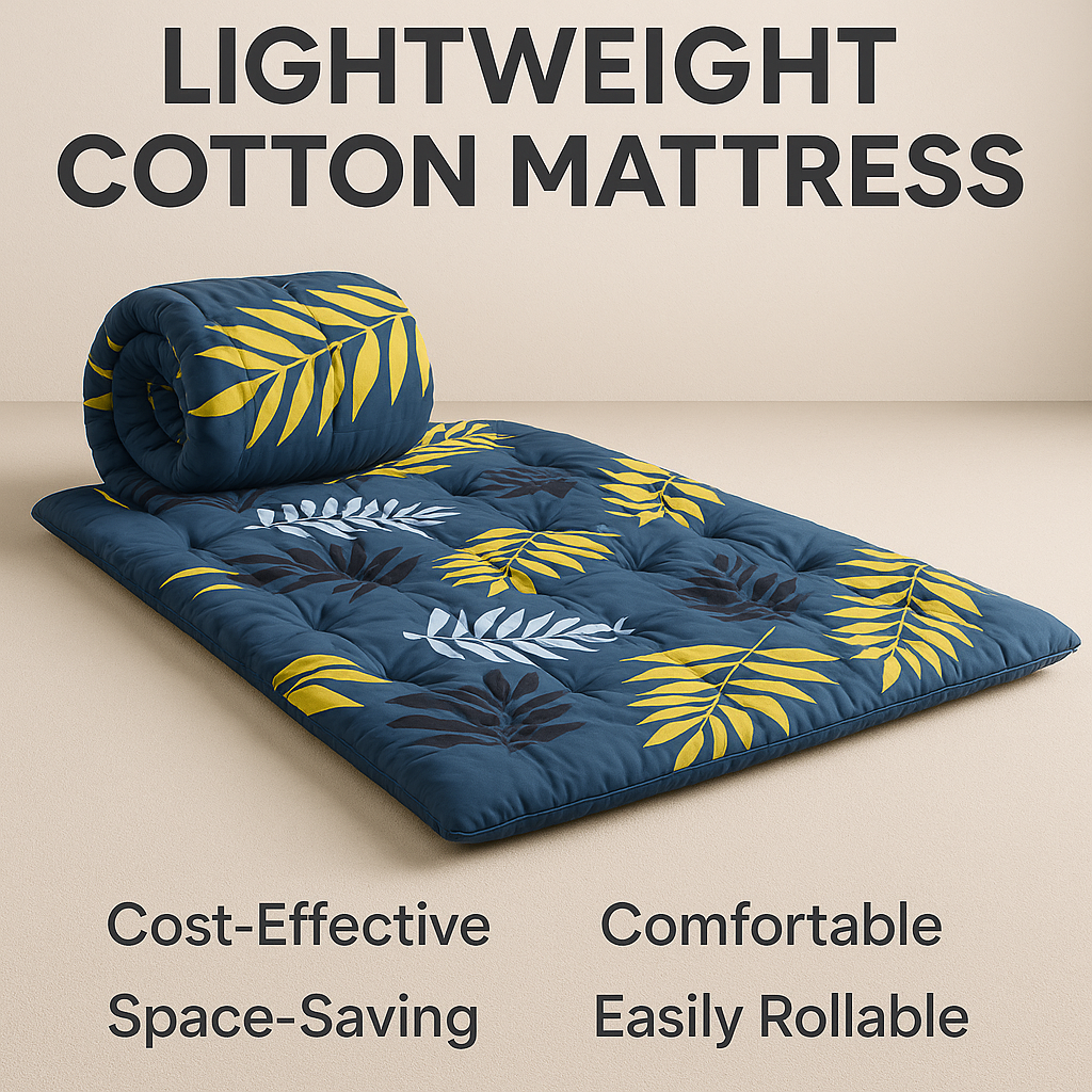 Spinecure Cotton Foldable Mattress – Light-Filled Gadda for Floor or Single Bed Use (78x36 Inches)