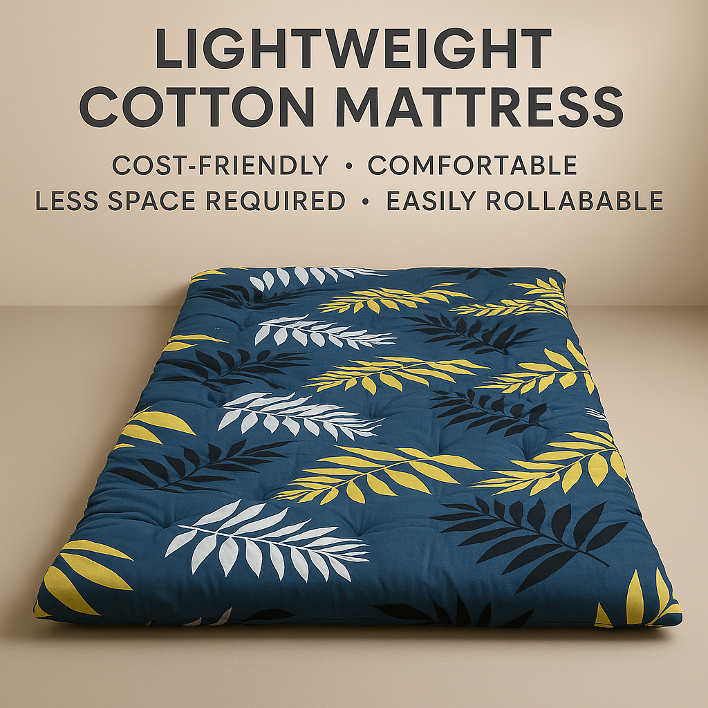Spinecure Cotton Foldable Mattress – Light-Filled Gadda for Floor or Single Bed Use (78x36 Inches)