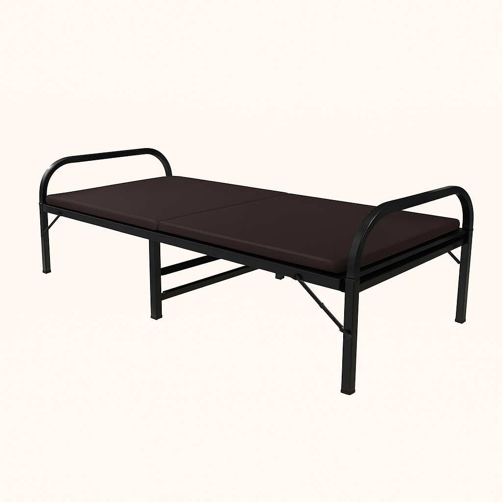 Spinecure Metal Folding Bed – Medium Firm Foldable Bed with Plywood for Guests (Black, Single Size-72" X 36")