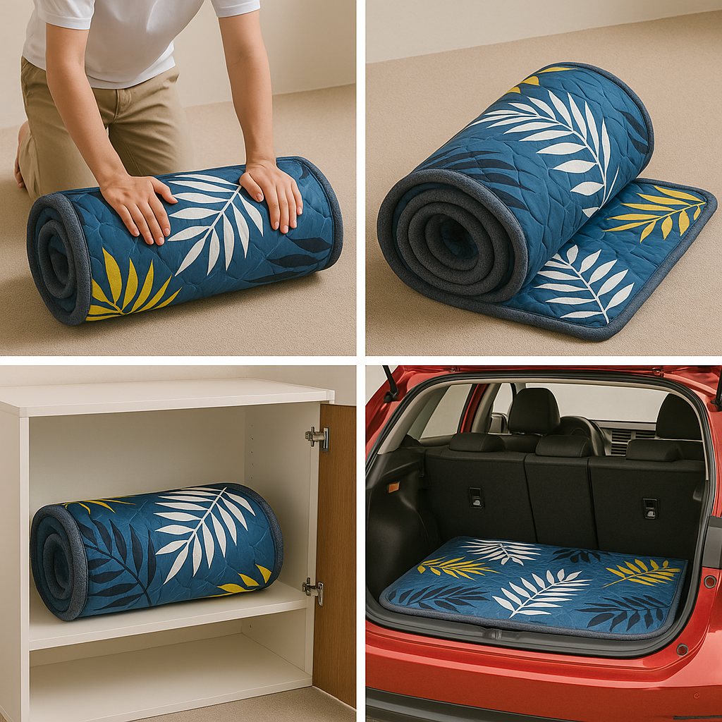 Rollable HD Foam Travel Mattress – Slim & Foldable by Spinecure (Blue)