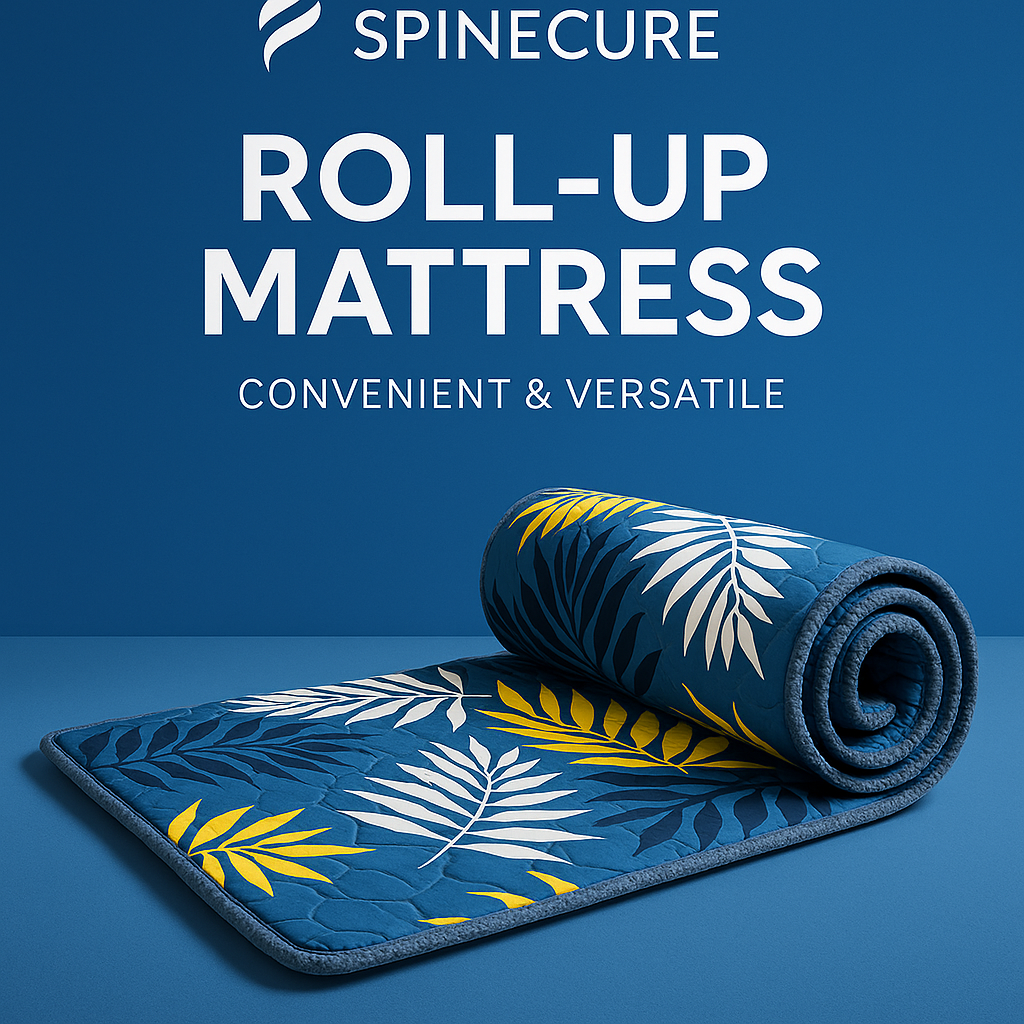 Rollable HD Foam Travel Mattress – Slim & Foldable by Spinecure (Blue)