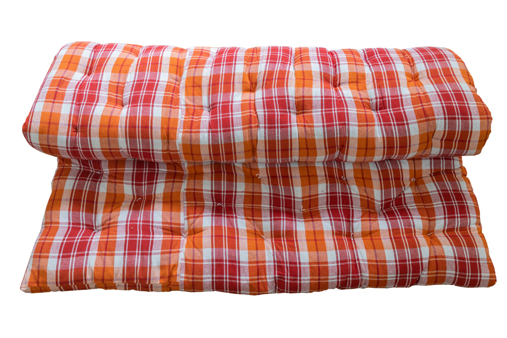 Soft Cotton Foldable Mattress – Firm Gadda for Floor & Bed by Spinecure (Orange)