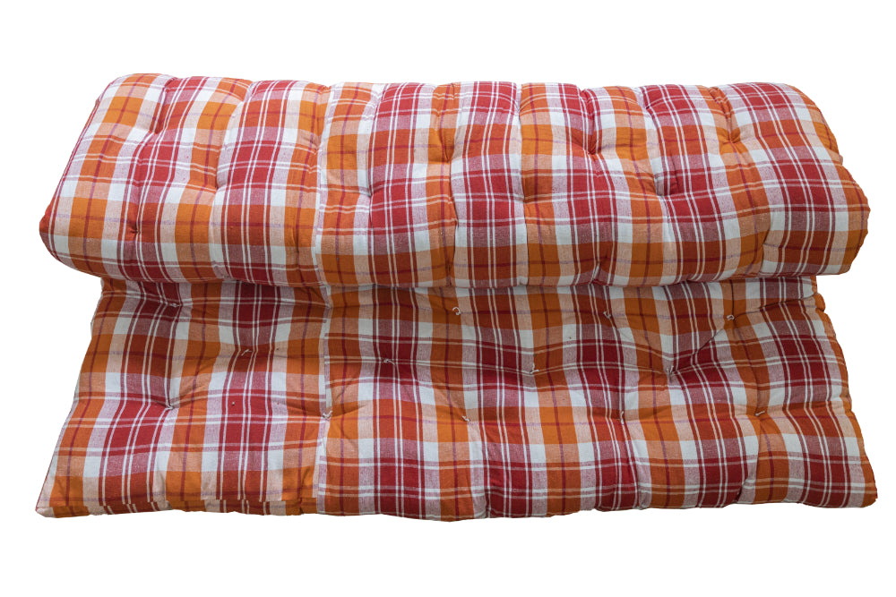 Soft Cotton Foldable Mattress – Firm Gadda for Floor & Bed by Spinecure (Orange)