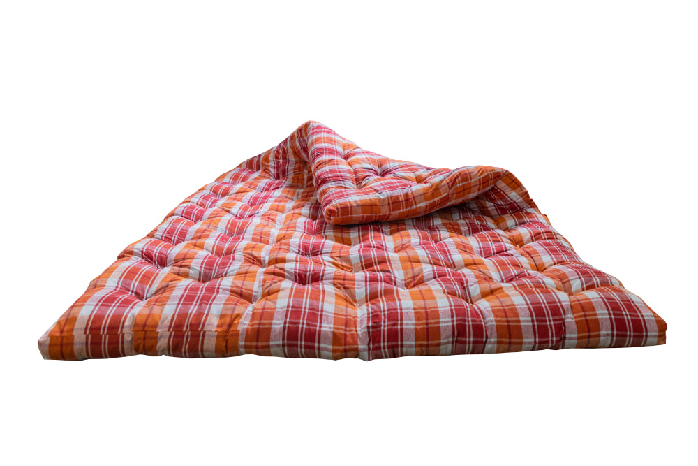 Soft Cotton Foldable Mattress – Firm Gadda for Floor & Bed by Spinecure (Orange)
