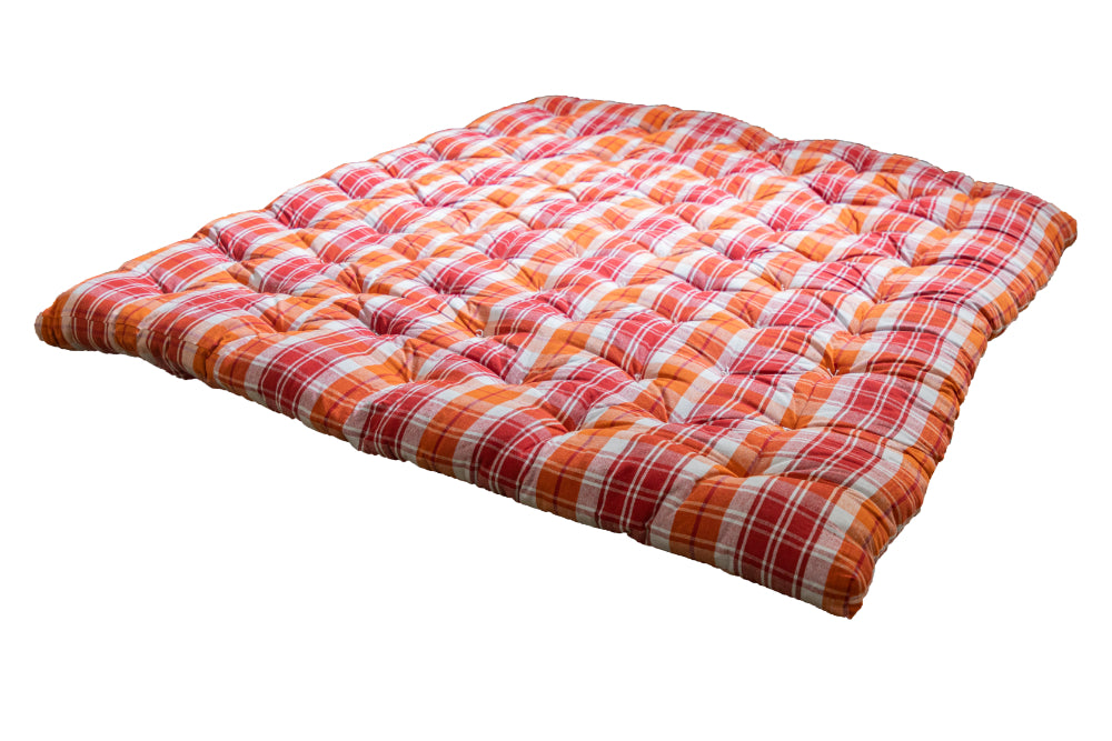 Soft Cotton Foldable Mattress – Firm Gadda for Floor & Bed by Spinecure (Orange)