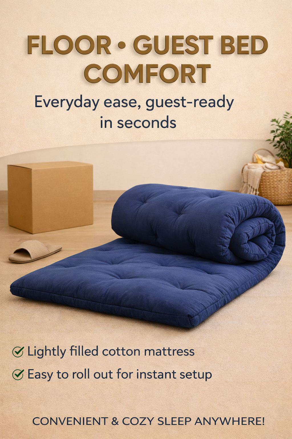 Spinecure Cotton Foldable Mattress – Light-Filled Gadda for Floor or Single Bed Use (78x36 Inches)