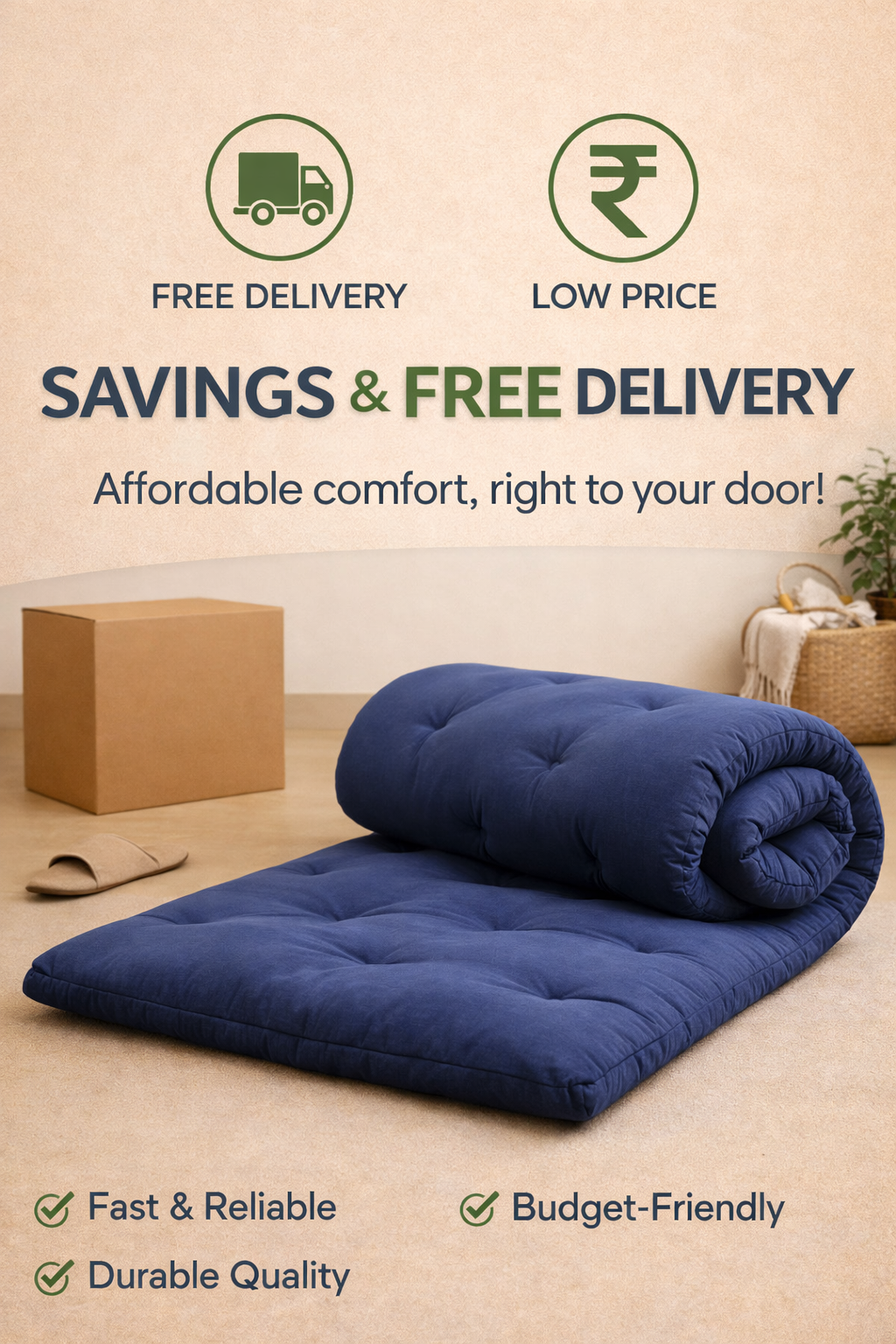 Spinecure Cotton Foldable Mattress – Light-Filled Gadda for Floor or Single Bed Use (78x36 Inches)