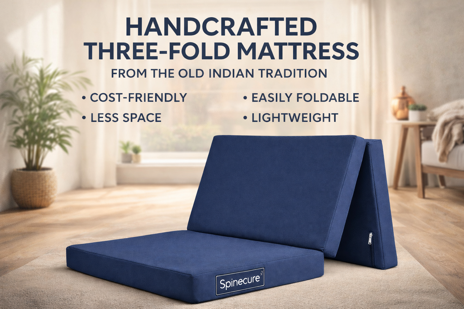 3-Inch Reversible Orthopedic Mattress – 3 Fold Single Bed by Spinecure (72x36