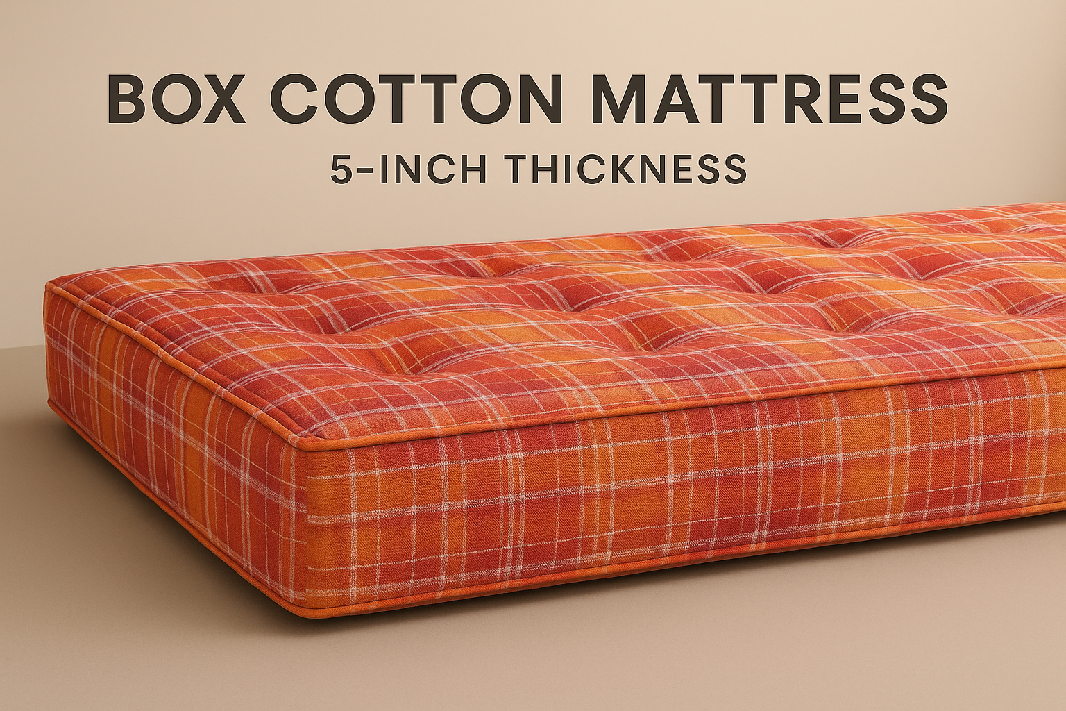Box-Type Cotton Foldable Mattress – Firm Gadda for Floor & Bed by Spinecure (Orange)