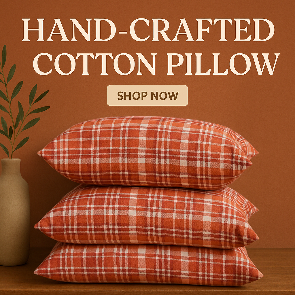Spinecure Cotton Pillow – Soft Grey Poly-Cotton Filled Pillow for Sleeping (25x16 Inches)