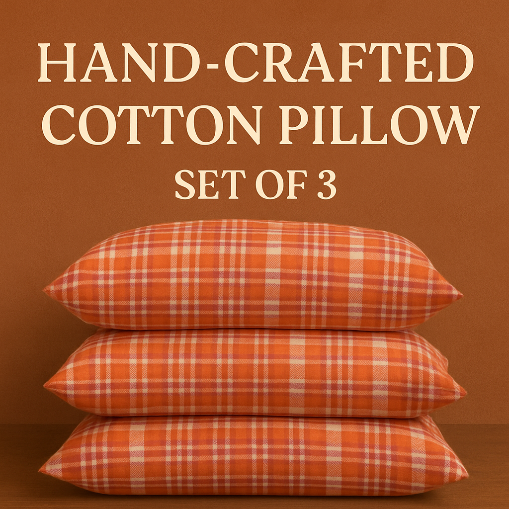 Spinecure Cotton Pillow – Soft Grey Poly-Cotton Filled Pillow for Sleeping (25x16 Inches)