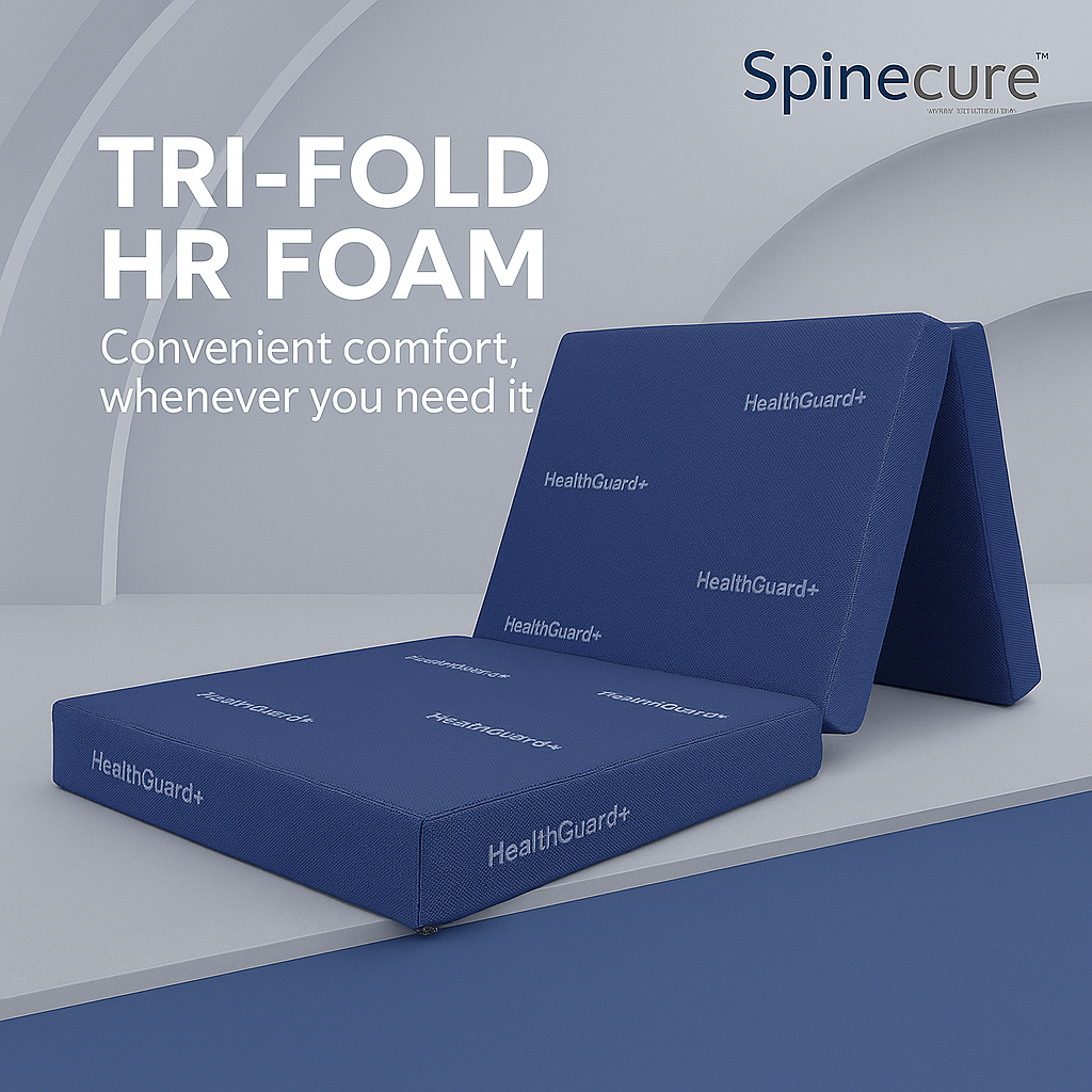 Spinecure Tri-Fold 5 Inch Mattress – Foldable Single Bed Foam Mattress for Guests & Travel
