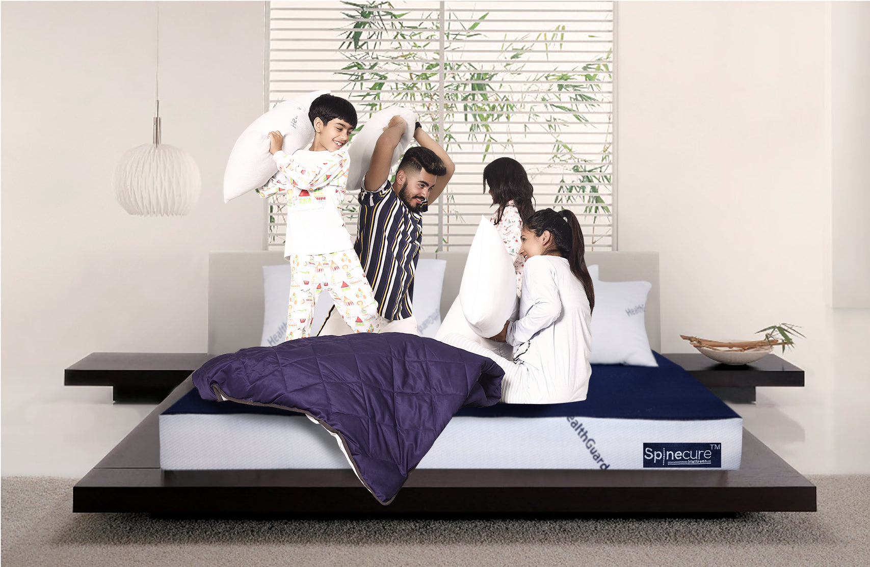 Anti-Bacterial Orthopedic Mattress – Health Guard+ Certified by Spinecure Spine-Opedic (Blue)