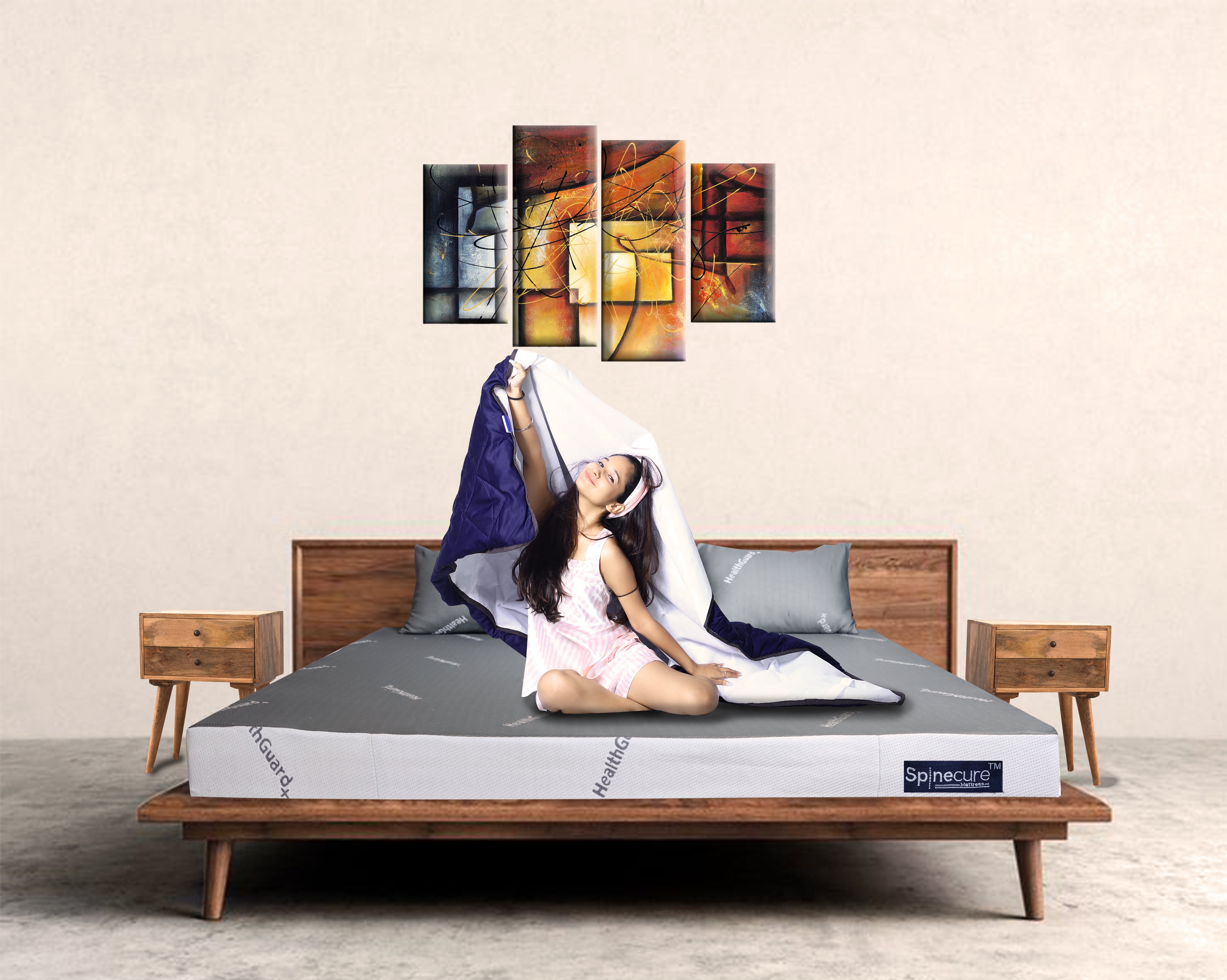 Dual Feel Mattress – Firm & Medium Soft Foam by Spinecure (Grey)